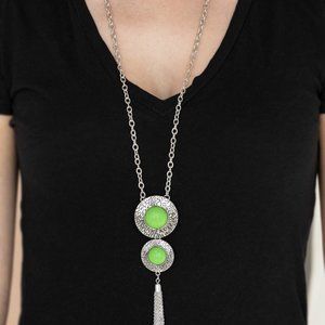Beautiful Abstract Artistry - Green Necklace with Matching Earrings